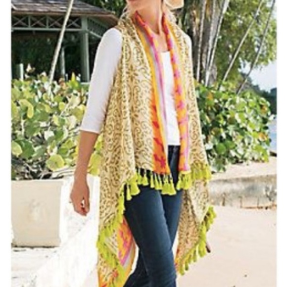 Soft Surroundings Fringe Kimono Summer Vest M/L - Picture 1 of 6